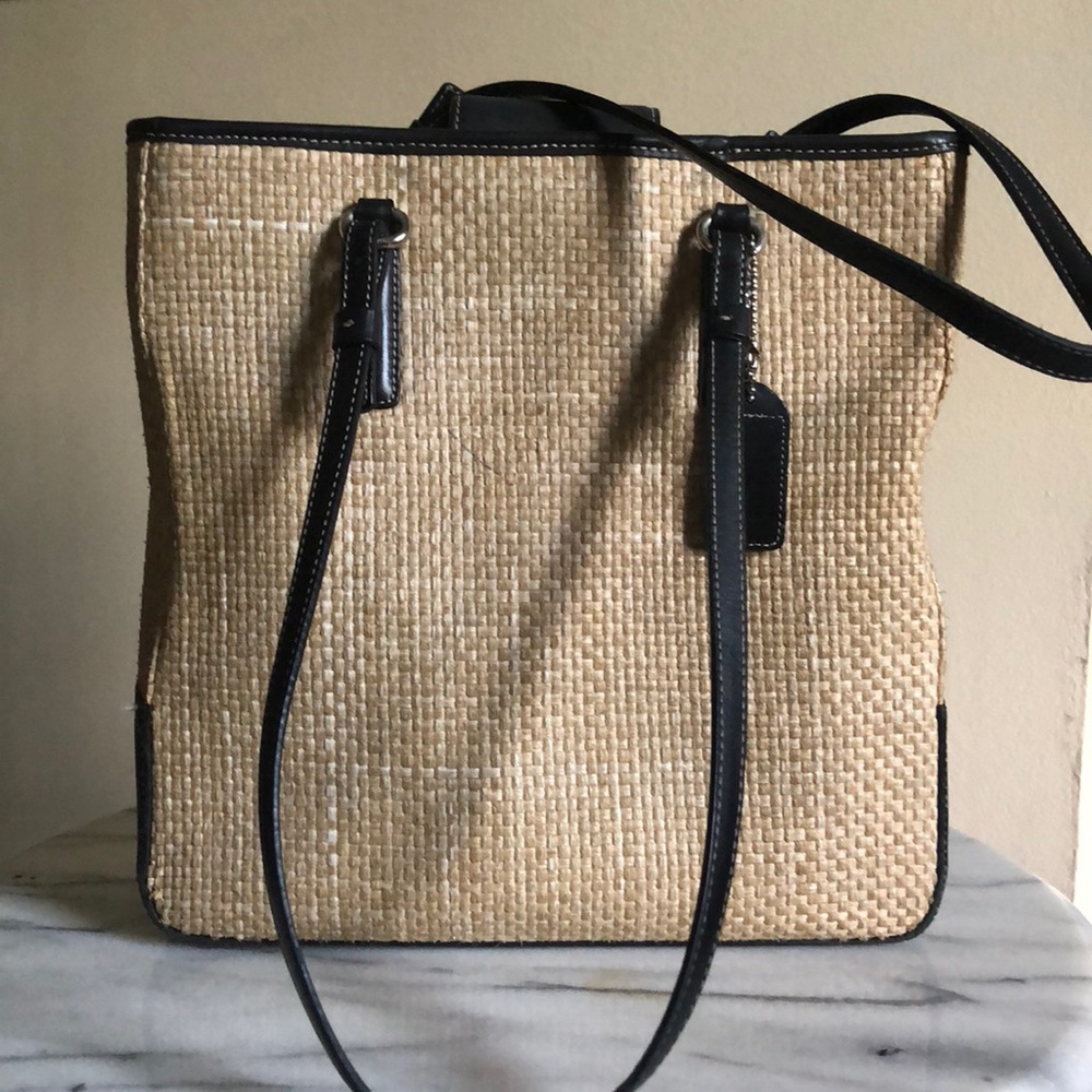 Coach Straw w/ Leather Trim Handbag